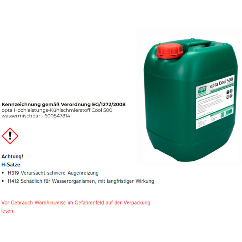Opta - Réfrigérant lubrifiant haute puissance Cool 500, Bidon de 5 l