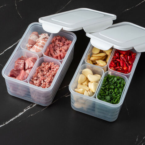 [Kühlschrank-Aufbewahrungsbox] [Unterteilt in 4 Fächer] [PP] [Organisation von frischem Gemüse und Salaten]