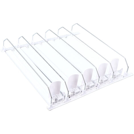 Kühlschrank-Getränkeorganizer mit verstellbarer, federbelasteter Stange, Spender für Limonaden- und Bierdosen, 38 cm, weiß