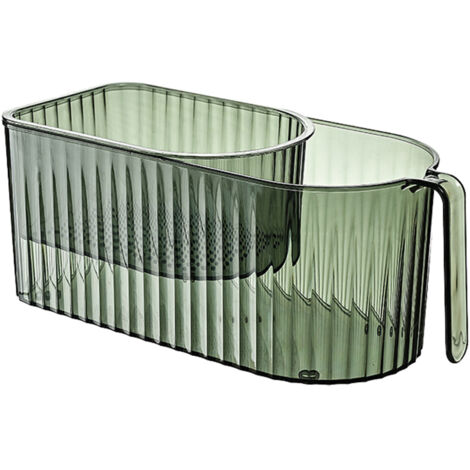 Kühlschrank-Organizer, Aufbewahrungsbox für Tierfutter, 24 x 10,5 x 9,5 cm, transparent, schwarz/grün, mit Abtropfschale und Griff