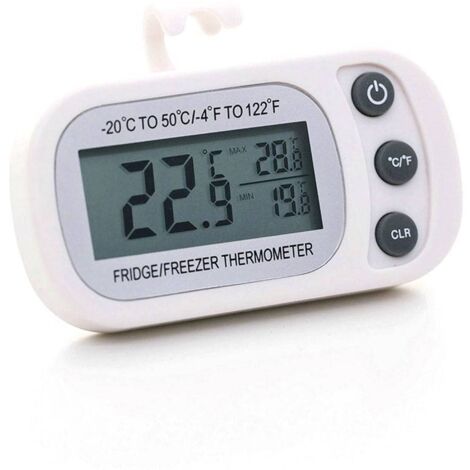 Kühlschrankthermometer, digitales Gefrierschrankthermometer, wasserdicht, Max/Min-Aufzeichnungsfunktion mit großem LCD-Display