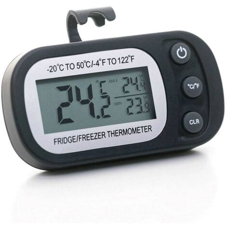 Kühlschrankthermometer, digitales Gefrierschrankthermometer, wasserdicht, Max/Min-Aufzeichnungsfunktion mit großem LCD-Display