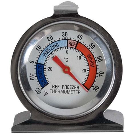 Kühlschrankthermometer, großes Zifferblatt, Edelstahl-Temperaturanzeige für Gefrierschrank, Kühler mit Aufhängehaken und Ständer, 1 Stück, KoleZy