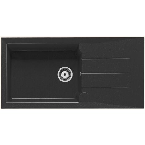 Kümbad – Évier résine noir moucheté 100x50 cm – Évier encastrable 1 bac réversible – Vidage manuel – Bonde et siphon inclus