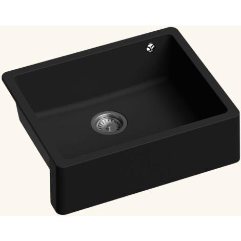 Kümbad – Évier timbre d'office sous-plan 60x48 cm – Granit noir – Installation sous plan – 1 bac avec bonde et siphon inclus
