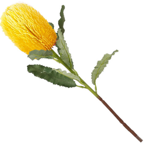 Künstliche Banksia-Blume [Innovatives Design] Luxuriöse, künstliche Lichtdekoration für Zuhause, Wohnzimmer, Hotel, Gelb, flexibler Stiel, hochwertige Materialien, 64 cm