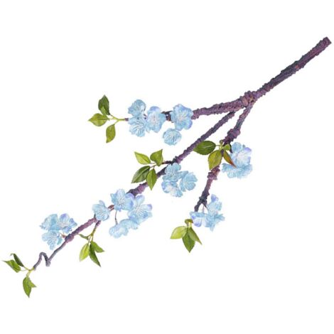 [Künstliche Blumen] Ewiges Pflaumenblütengrün [Büro- und Restaurantdekoration] 78 cm Stiele, seidenmatte Gelstruktur, 3 Sträuße, Vintage-Blau, makellose Verarbeitung