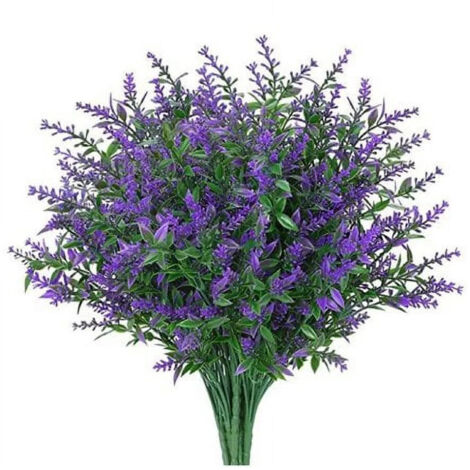 künstliche Blumensträuße, künstliche Gartenpflanzen, UV-beständige künstliche Lavendelblüten, Kunststoffdekorationen für drinnen und draußen (lila)