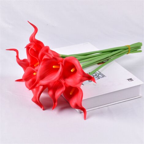 [Künstliche Calla-Lilie, Mini-PU-Simulationsblume] + [Realistischer Touchpen] + [Heimdekoration, Fotorequisite] + [Rote Farbe, Miniatur, weiches PU, Schreibstift]