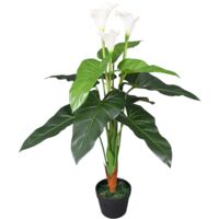 Künstliche Calla-Lilie mit Topf 85 cm Weiß