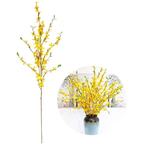 Künstliche Forsythienzweige, künstliche gelbe Hochzweigblumen für Zuhause, Hochzeiten und Dekoration im Innen- und Außenbereich (Gelb)