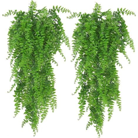 Künstliche Hängepflanze – 2 Stück künstliche Wand-Efeublätter für drinnen und draußen, grüne Dekoration für Wohnzimmer, Garten, Hochzeit
