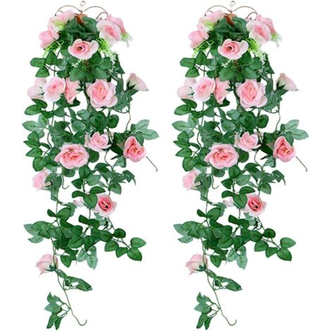 Künstliche Hängepflanzen - Hängende Girlande aus künstlichen Seidenrosen