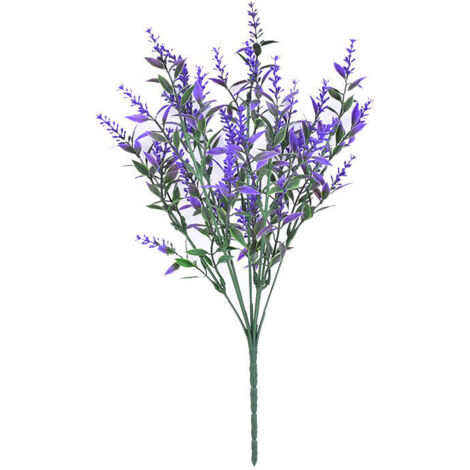Künstliche Lavendelblüten, 6er-Set künstliche Lavendelsträuße für die Außendekoration, UV-beständig, farbecht, lila künstliche Blütenpflanze