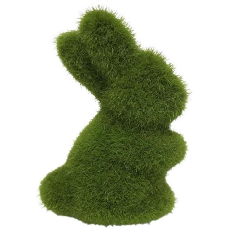 Künstliche Moos-Hasenfigur für den Garten [ManoMossRabbit] - Strapazierfähige Kunstrasen-Dekoration für Zuhause/Büro - Grün (21 cm/8 cm)