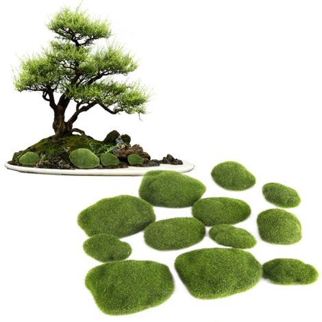 Künstliche Moossteine, 12 Stück, grüne Bonsai-Simulation, Moose, DIY-Gartengestaltung