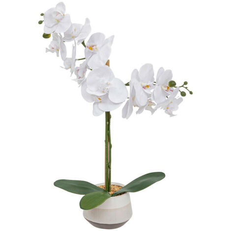 Künstliche Orchidee weiß in Blumentopf CLERA, 52 cm