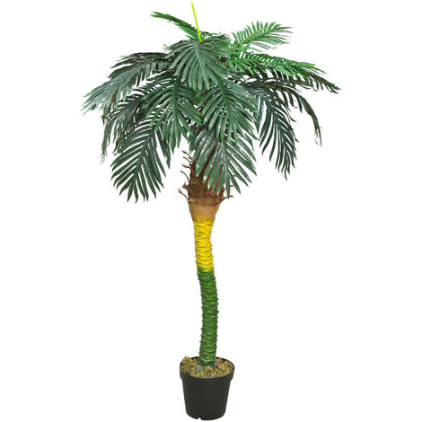 Künstliche Palme groß Kunstpalme Kunstpflanze Palme künstlich wie echt Plastikpflanze Balkon Kokospalme Königspalme Deko 180 cm hoch Decovego