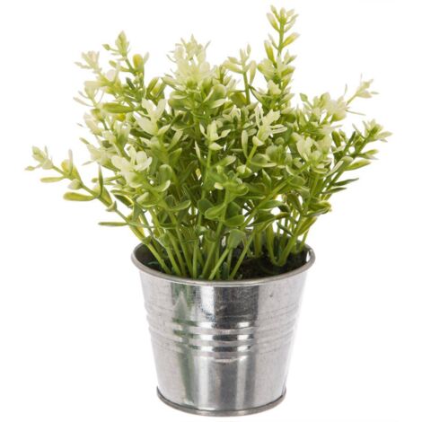 Künstliche Pflanze - Topf aus Metall - H17 cm
