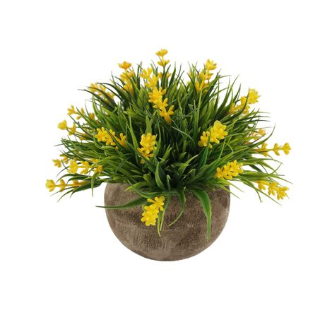 Künstliche Pflanzensimulations-Topfpflanze, perfekt für die Inneneinrichtung von Zuhause und Büro, gelber Lavendel