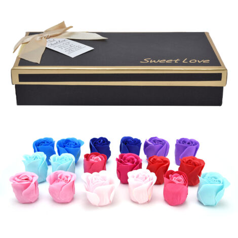 Künstliche Seifenblumen, 18 Stück, bunte Rosen als Geschenk zu Weihnachten, Muttertag, Hochzeiten, Valentinstag und Geburtstagen