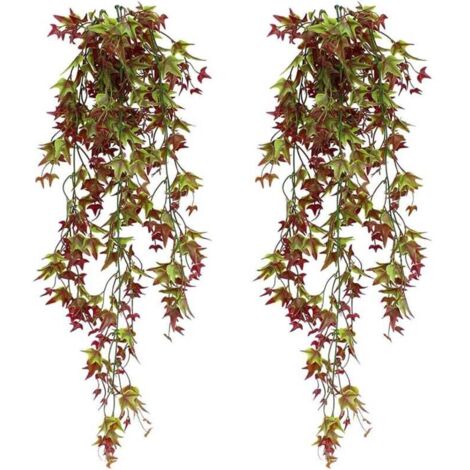 künstliche Süßkartoffel-Rattanpflanzen, rote Ahornblattranke, Rattan-Wandbehang, künstliche Blume, Grünlilie, hängende Wanddekoration