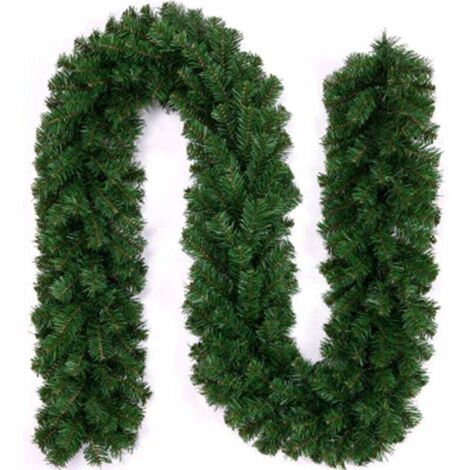 Künstliche Weihnachtsbaumgirlande, dekorativer Kopf, für drinnen und draußen, grüne Weihnachtsdekoration, grünes Ornament, Weihnachtsschmuck, grünes Gras, Weihnachtsschmuck für Ihre Tür, Wand, 2,7 m (