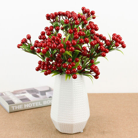 Künstliche Weihnachtszweige mit 3 Zweigen - Schaumstoff-Heimdekoration mit Beeren