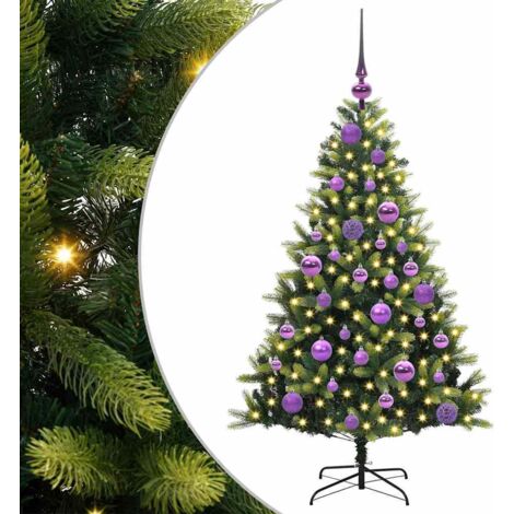 Künstlicher geflammter Weihnachtsbaum 150 LEDs Grün 120 cm vidaXL