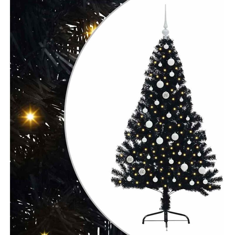 Künstlicher Vorbeleuchteter Weihnachtsbaum Schwarz 150 Cm Pvc Vidaxl