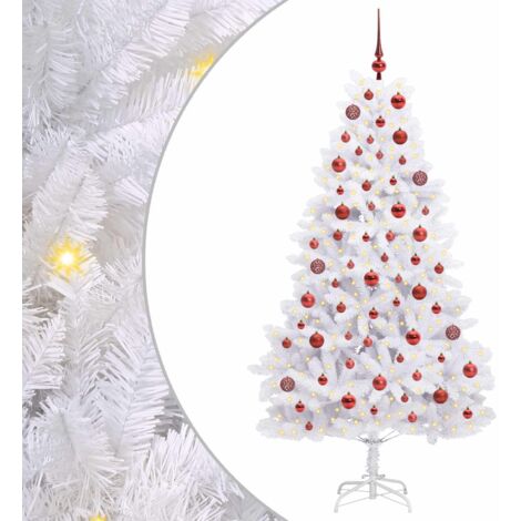Künstlicher klappbarer Weihnachtsbaum Weiß 180 cm PVC und Stahl vidaXL