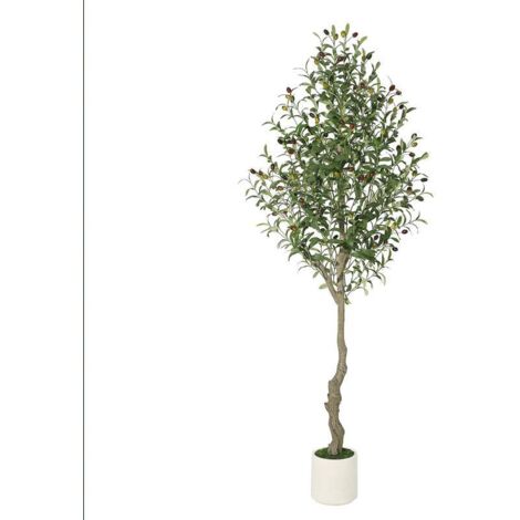 Künstlicher Olivenbaum, 150 cm, mit weißem Topf, große künstliche Pflanzen, für Zuhause, Wohnzimmer, Schlafzimmer, Büro, moderne Dekoration, Einzugsgeschenk (180 cm - 1 Stück)