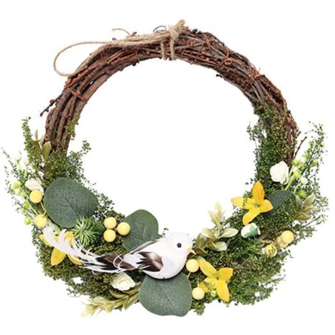 Künstlicher Osterkranz mit Vögeln, rustikale Frühlingsdekoration für Tür und Party