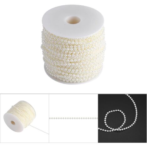 Künstlicher Perlenvorhang (4 mm), 40 m Rolle, Hochzeitsdekoration, DIY-Set mit cremefarbenen Perlen