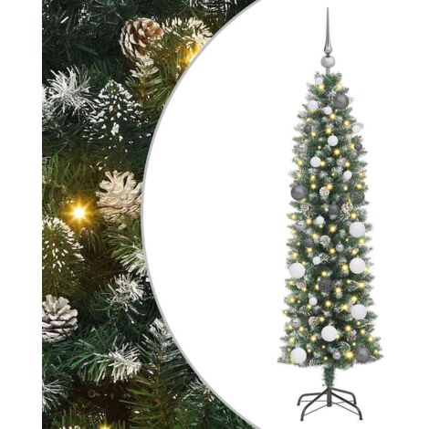Künstlicher schlanker Weihnachtsbaum mit 150 LEDs Grün 150 cm vidaXL