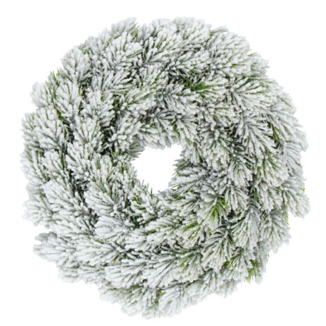Künstlicher Tannenkranz halbgebunden mit Kunstschnee - 30 cm  - Hochwertiger Adventskranz mit naturgetreuen Tannenspitzen