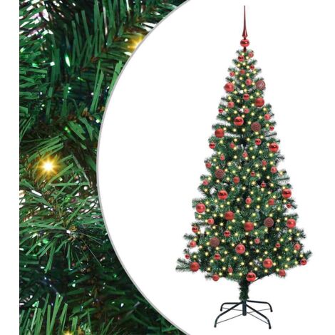 Künstlicher vorbeleuchteter Weihnachtsbaum Grün 180 cm vidaXL