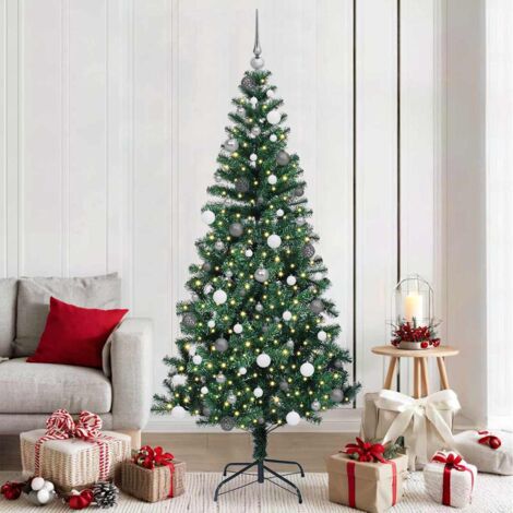 Künstlicher vorbeleuchteter Weihnachtsbaum Grün 210 cm vidaXL