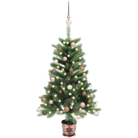 Künstlicher vorbeleuchteter Weihnachtsbaum mit Kugeln 65 cm grün
