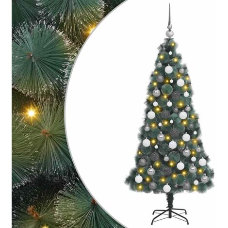 Künstlicher vorbeleuchteter Weihnachtsbaum mit Kugelset 180 cm vidaXL