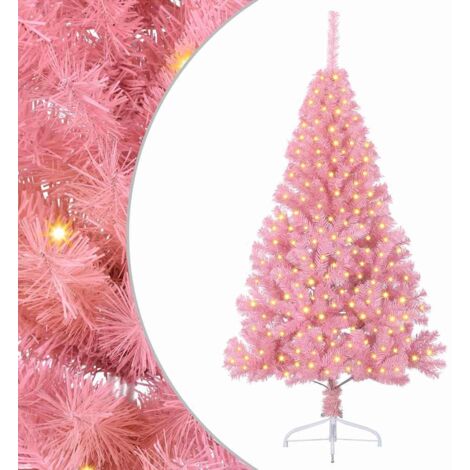 Künstlicher vorbeleuchteter Weihnachtsbaum Rosa 180 cm PVC vidaXL