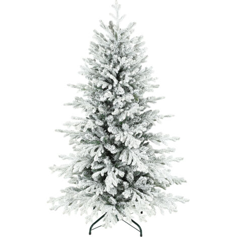 Künstlicher Weihnachtsbaum, 150cm Christbaum mit Schnee, 1162 Zweigen, klappbarem Metallständer