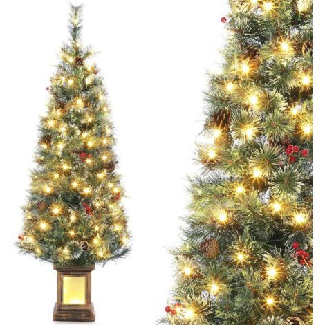 Künstlicher Weihnachtsbaum mit 108 LEDs, 140 cm, warmweiß, mit Topfsockel – Weihnachtsdekoration für Zuhause, Büro