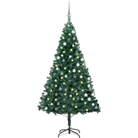 Künstlicher Weihnachtsbaum mit Beleuchtung & Kugeln Grün 150 cm vidaXL