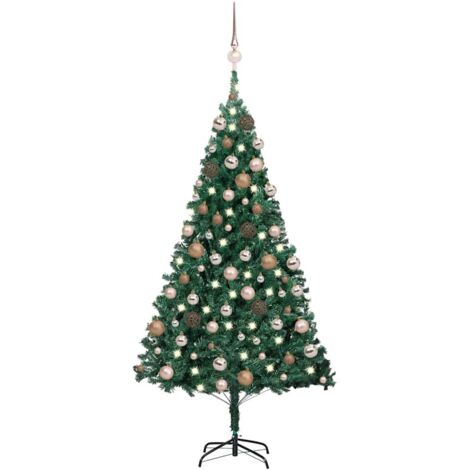 Künstlicher Weihnachtsbaum mit Beleuchtung & Kugeln Grün 180 cm vidaXL