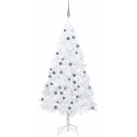 Künstlicher Weihnachtsbaum mit Beleuchtung & Kugeln Weiß 120 cm vidaXL