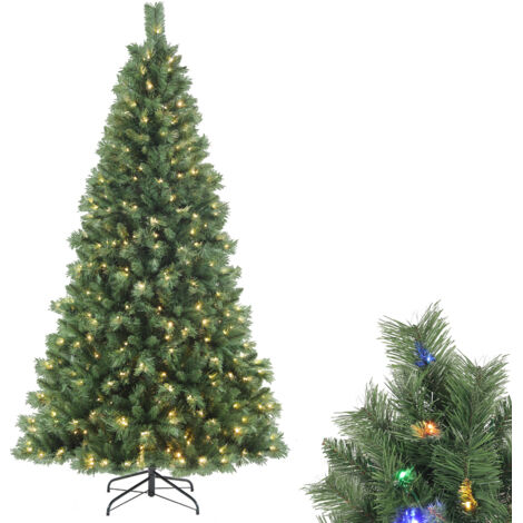 Künstlicher Weihnachtsbaum mit Beleuchtung LED, Christbaum Tannenbaum Künstlich mit LED, Weihnachtsdekoration Weihnachten Baum mit Christbaumständer, 240cm mit 1168 Spitzen und 450 LEDs