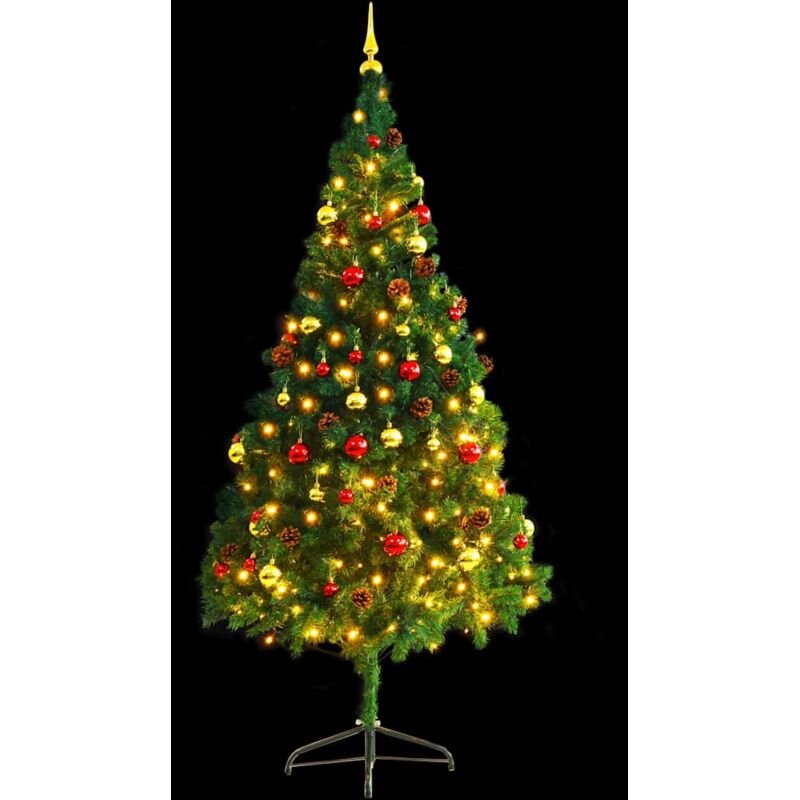 Vidaxl - Künstlicher Weihnachtsbaum Mit Beleuchtung & Kugeln Grün 210 Cm
