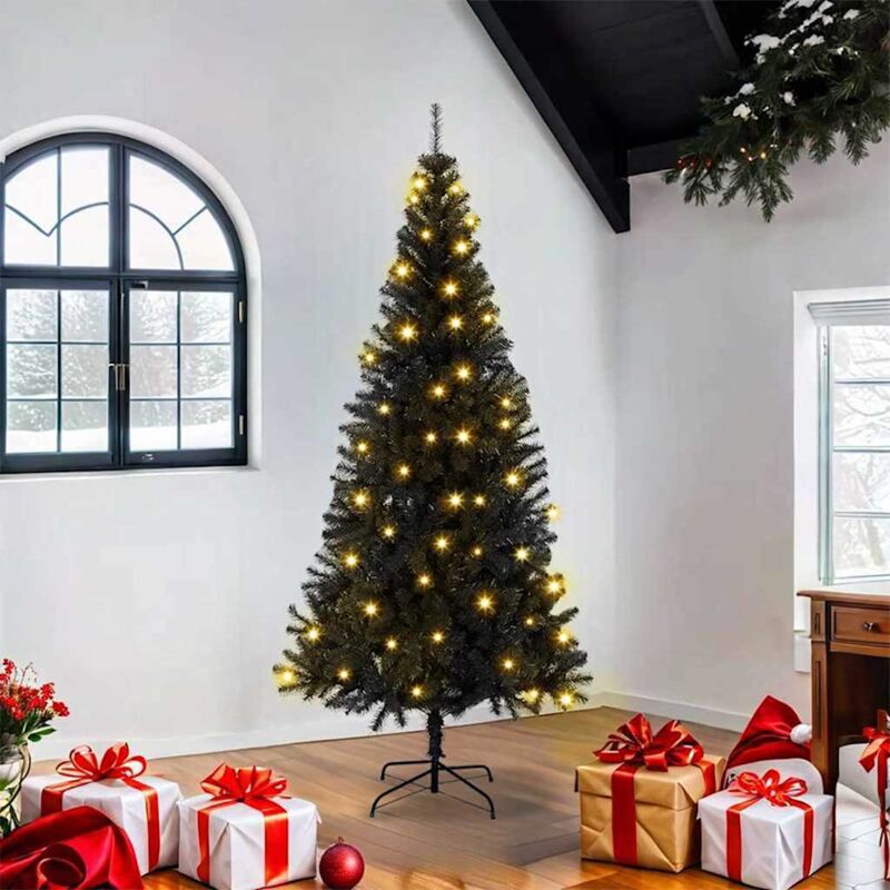 Weihnachtsbaum Mit 300 Leds Mit Ständer Schwarz 180 Cm Pvc Vidaxl