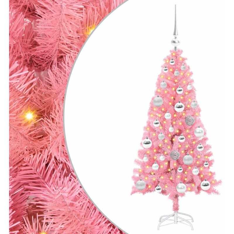 Weihnachtsbaum Mit 150 Leds Mit Ständer Rosa 120 Cm Pvc Vidaxl